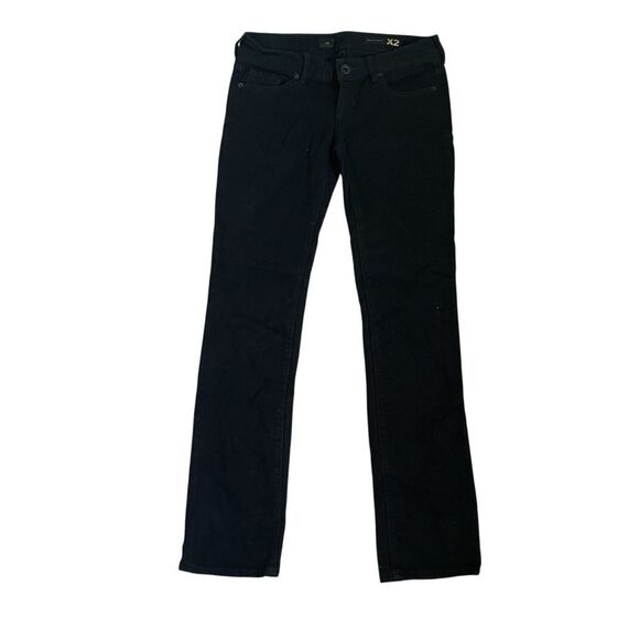 X2 Skinny Straight Jeans 0 Black Denim Stretch‎ Low Rise Vtg Y2K Punk Normcore - Picture 1 of 9